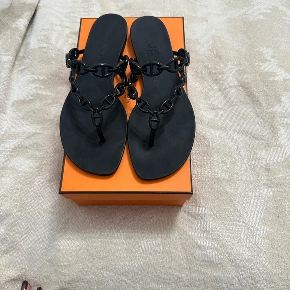 Hermes Black Chain Sandals - Picture 3 of 6